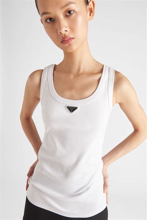 prada white logo tank